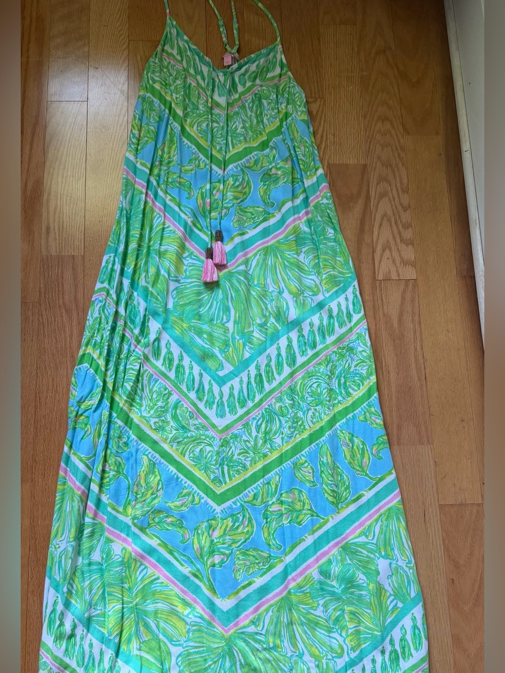 Lilly Pulitzer Green, Aqua and Pink Tropical Print Maxi Skirt